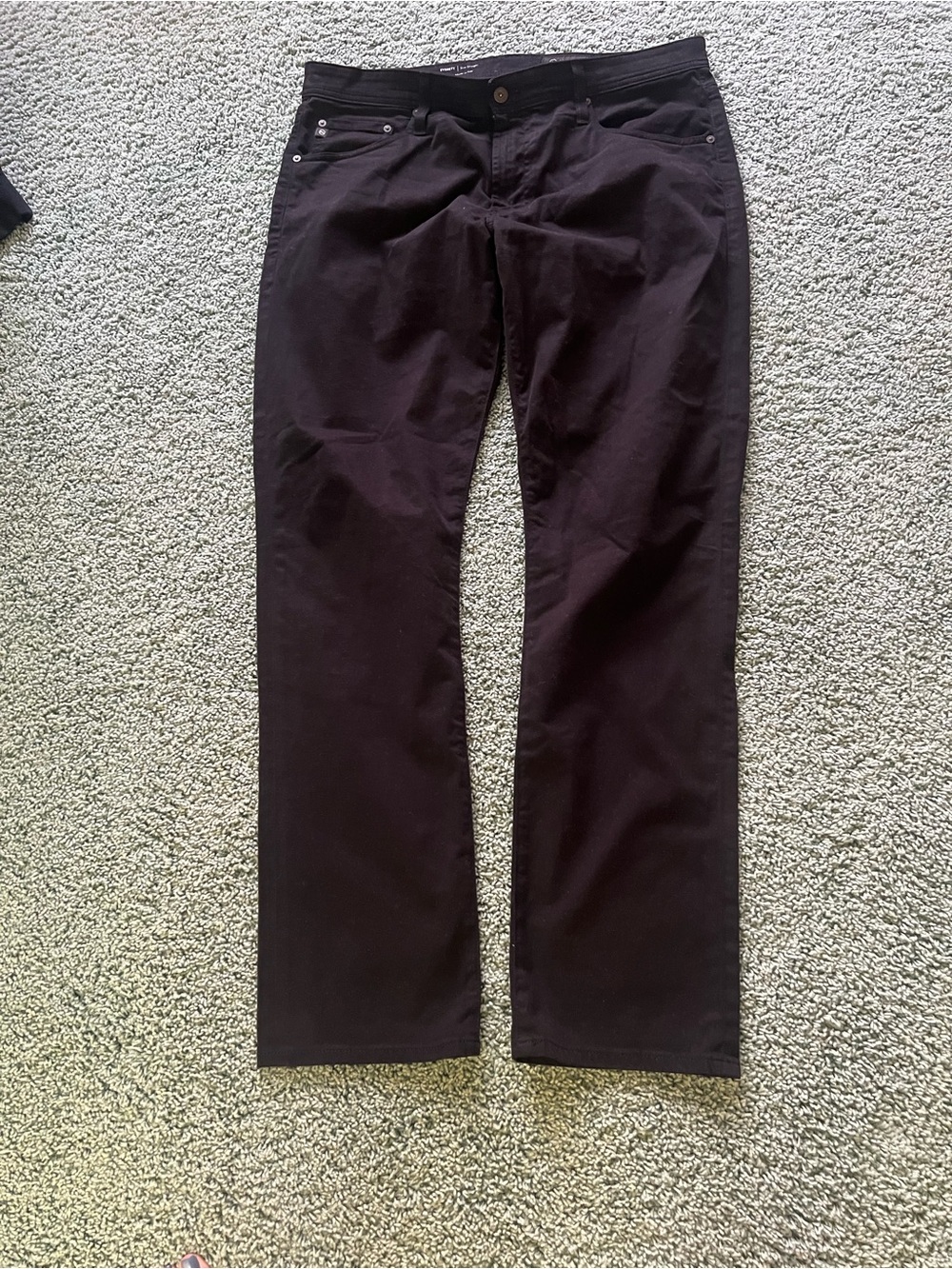 AG Adriano Goldschmied Men's Dark Brown Straight-Leg Chinos
